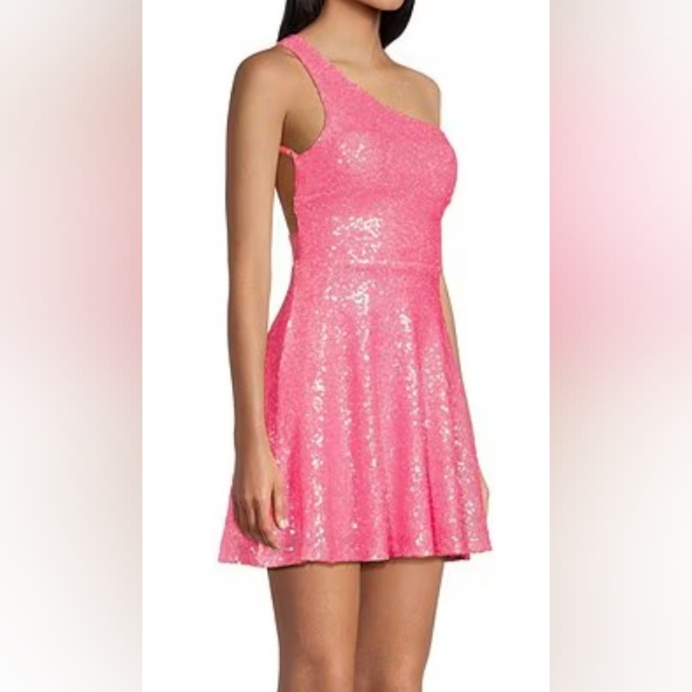 Girls Junior Emerald Sundae Neon Pink Party Minidress